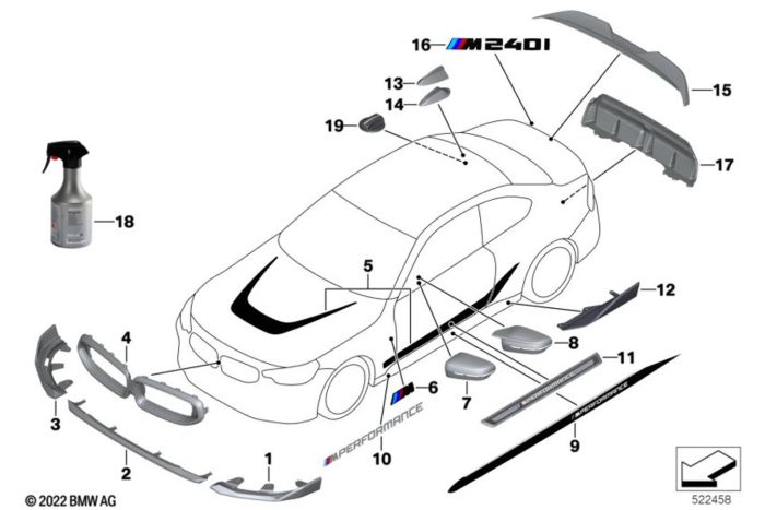 Genuine BMW G42 Frozen Black Side sill Application