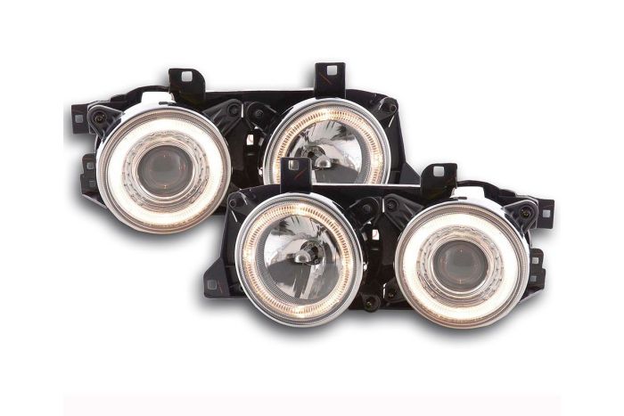 Angel eye headlamps, chrome inside