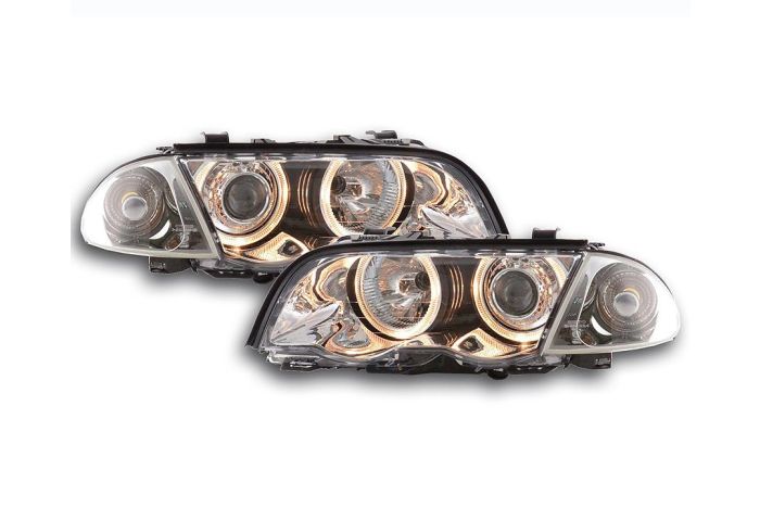 Chrome angel eye headlamps, E46 saloon/touring upto 08/01