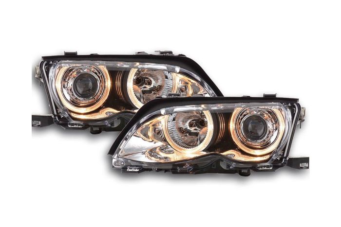 Black or Chrome angel eye headlamps, E46 saloon/touring from 09/01