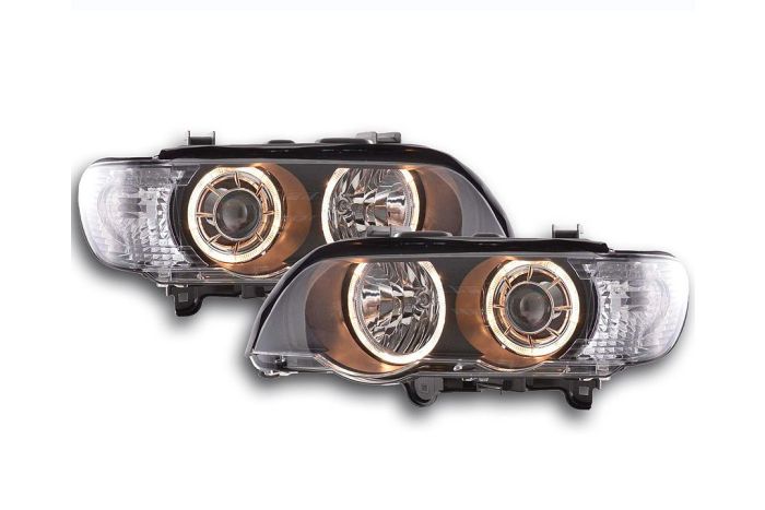 E53 X5 Angel eye headlamp set with xenon