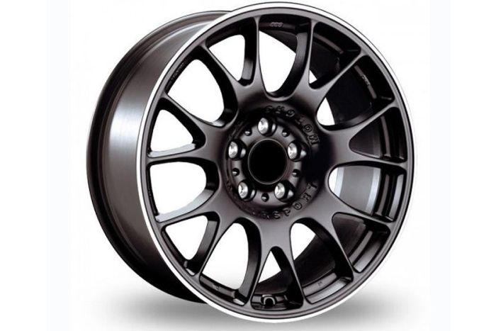 CH style wheel set in Matt black with polished lip edge