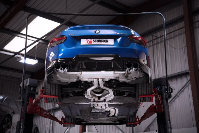 g42 m240i gpf back exhaust system with electronic valve - stw tail pipes